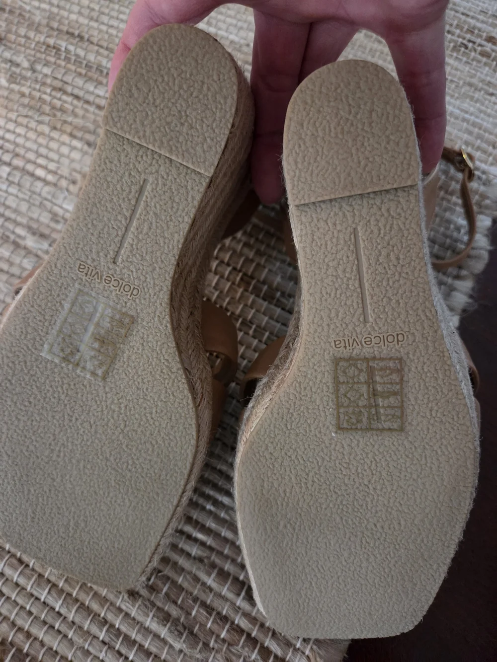 Dolce Vita Tan Espadrille Wedge Sandals with Rattan Ring 7.5
